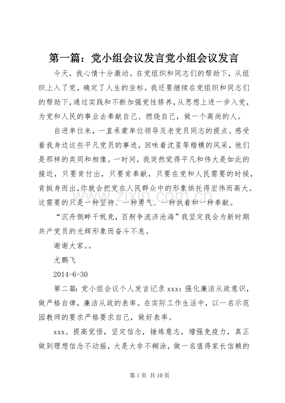 第一篇：党小组会议发言稿党小组会议发言稿.docx_第1页