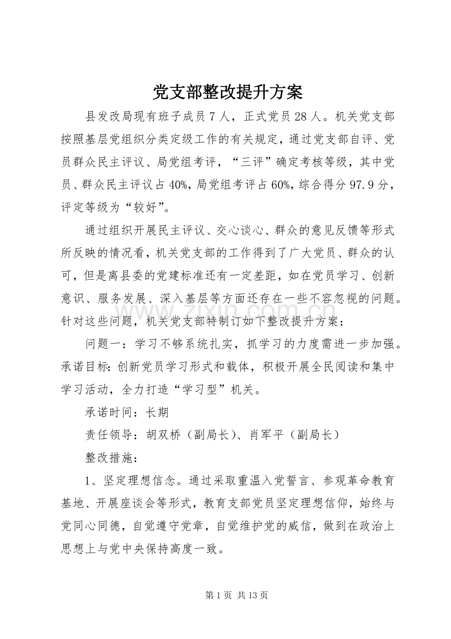 党支部整改提升实施方案.docx_第1页