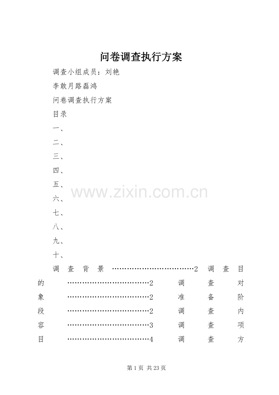 问卷调查执行实施方案.docx_第1页