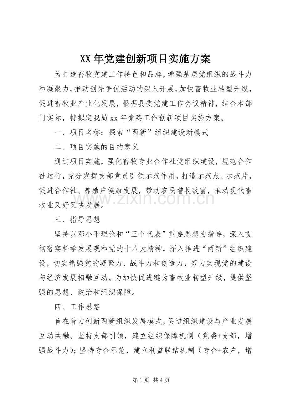 XX年党建创新项目方案.docx_第1页