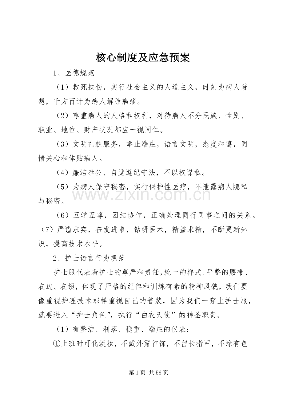 核心制度及应急处理预案.docx_第1页