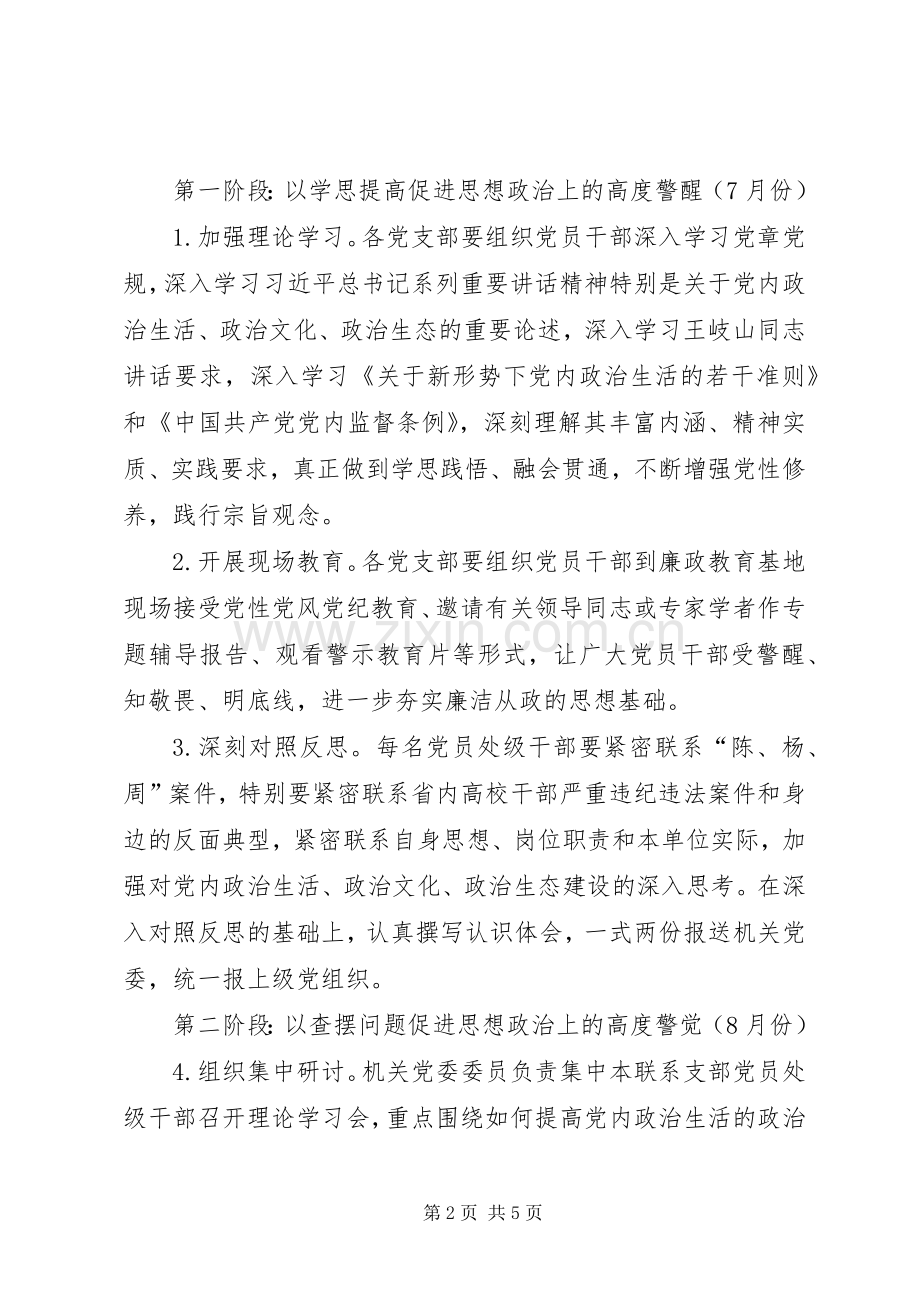 在机关党员干部中开展“讲政治、重规矩、作表率”专题警示教育具体落实实施方案.docx_第2页