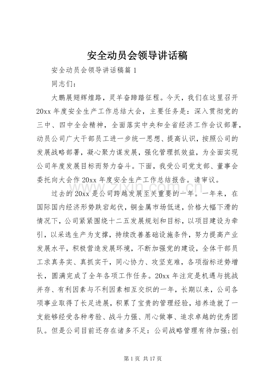 安全动员会领导讲话稿.docx_第1页