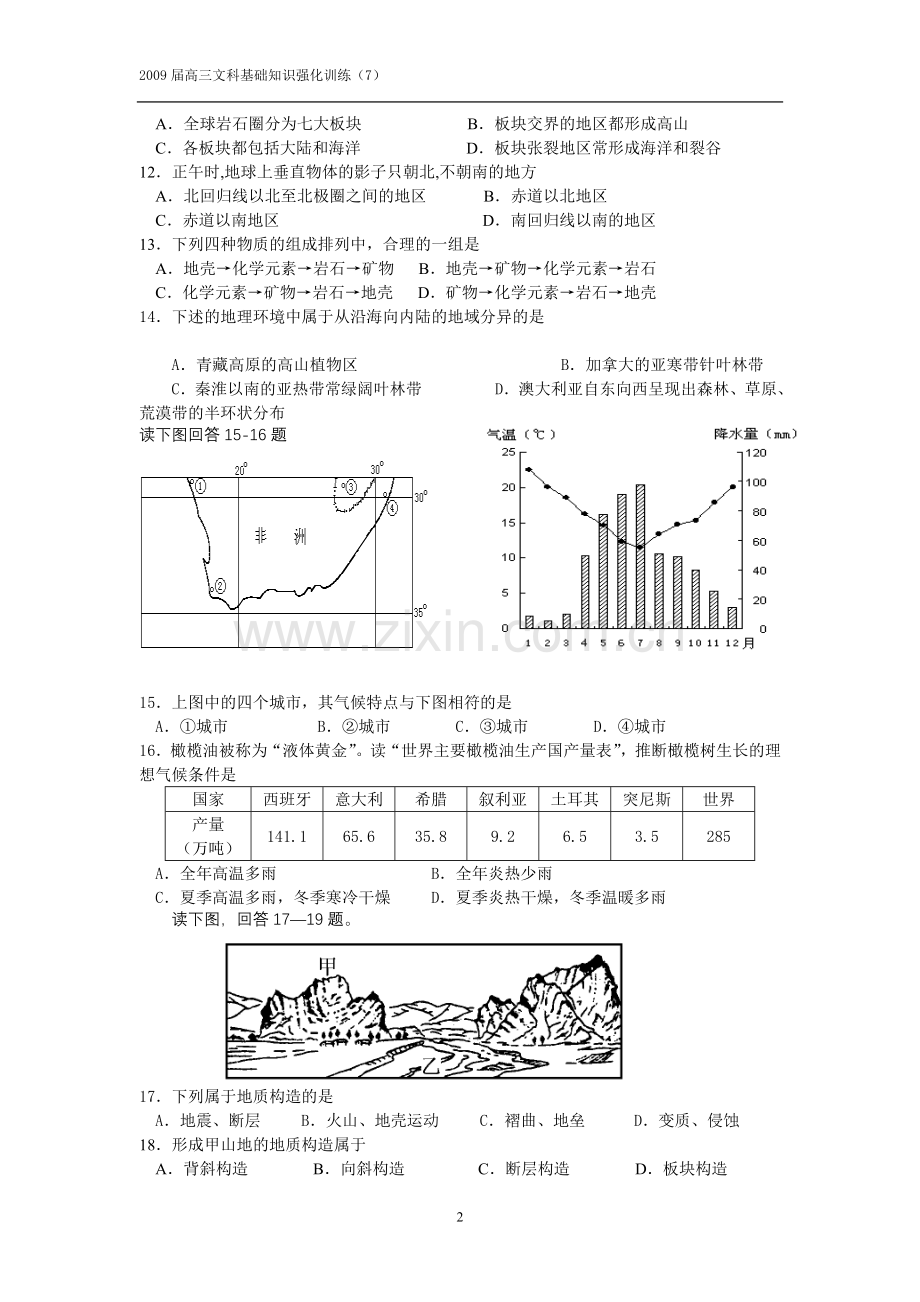 2009届高三文科基础地理强化训练(7).doc_第2页