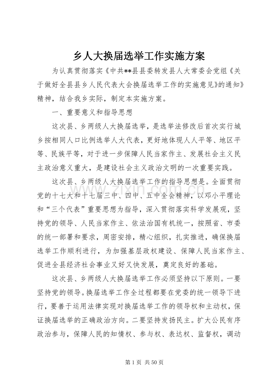 乡人大换届选举工作方案.docx_第1页