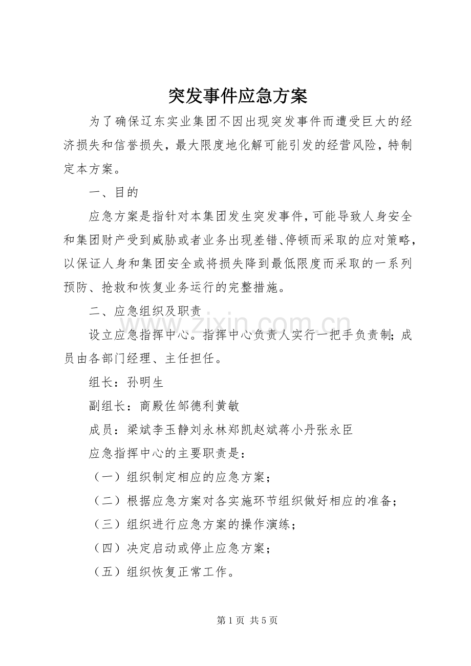 突发事件应急实施方案.docx_第1页