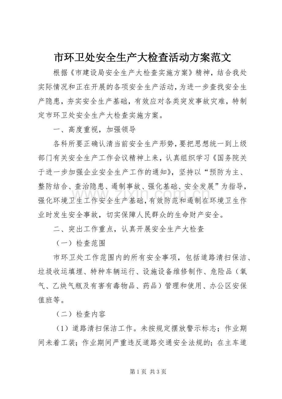 市环卫处安全生产大检查活动实施方案范文.docx_第1页