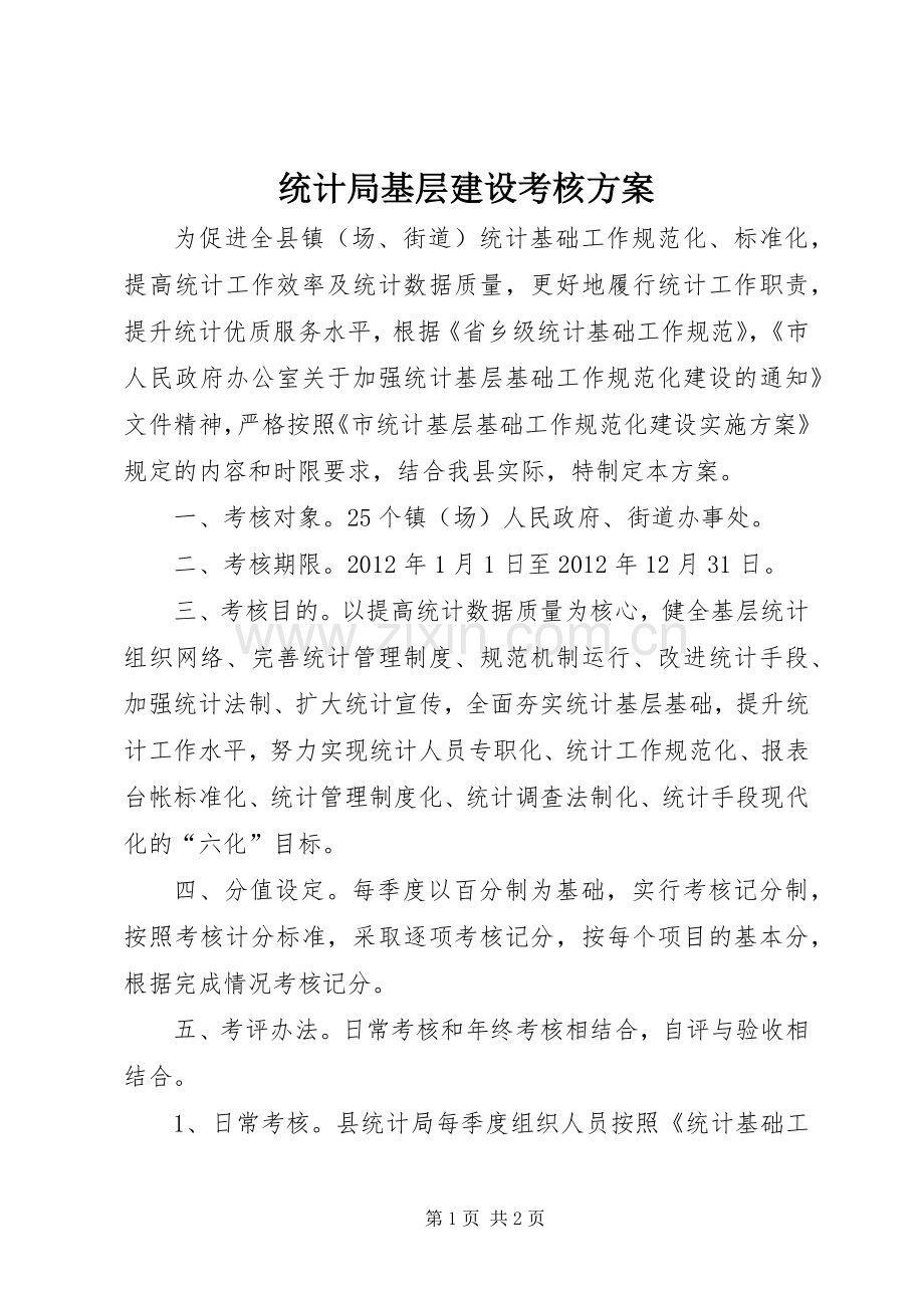 统计局基层建设考核实施方案.docx_第1页