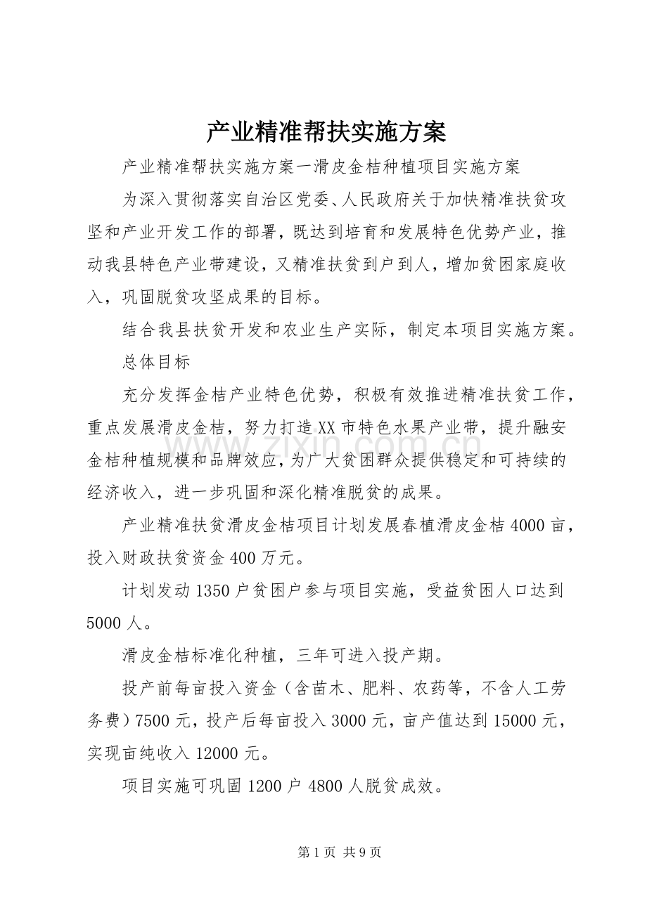 产业精准帮扶方案.docx_第1页