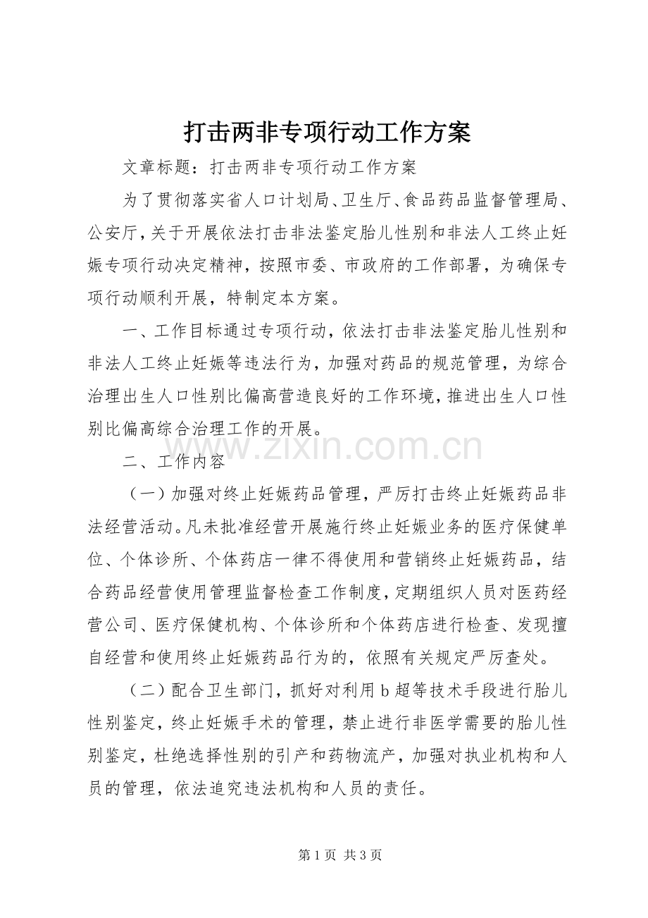 打击两非专项行动工作实施方案.docx_第1页