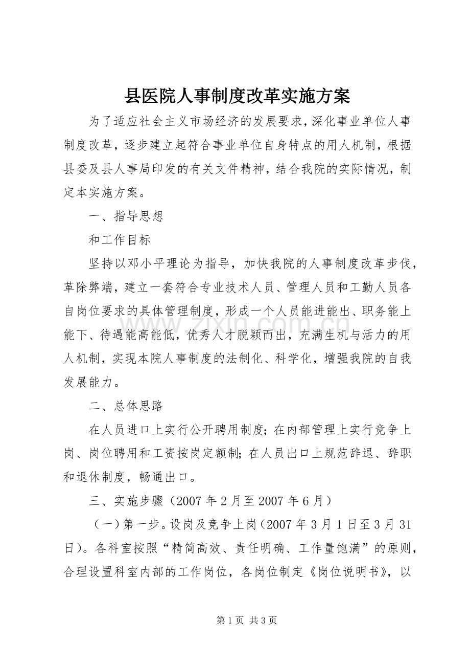 县医院人事制度改革方案 .docx_第1页