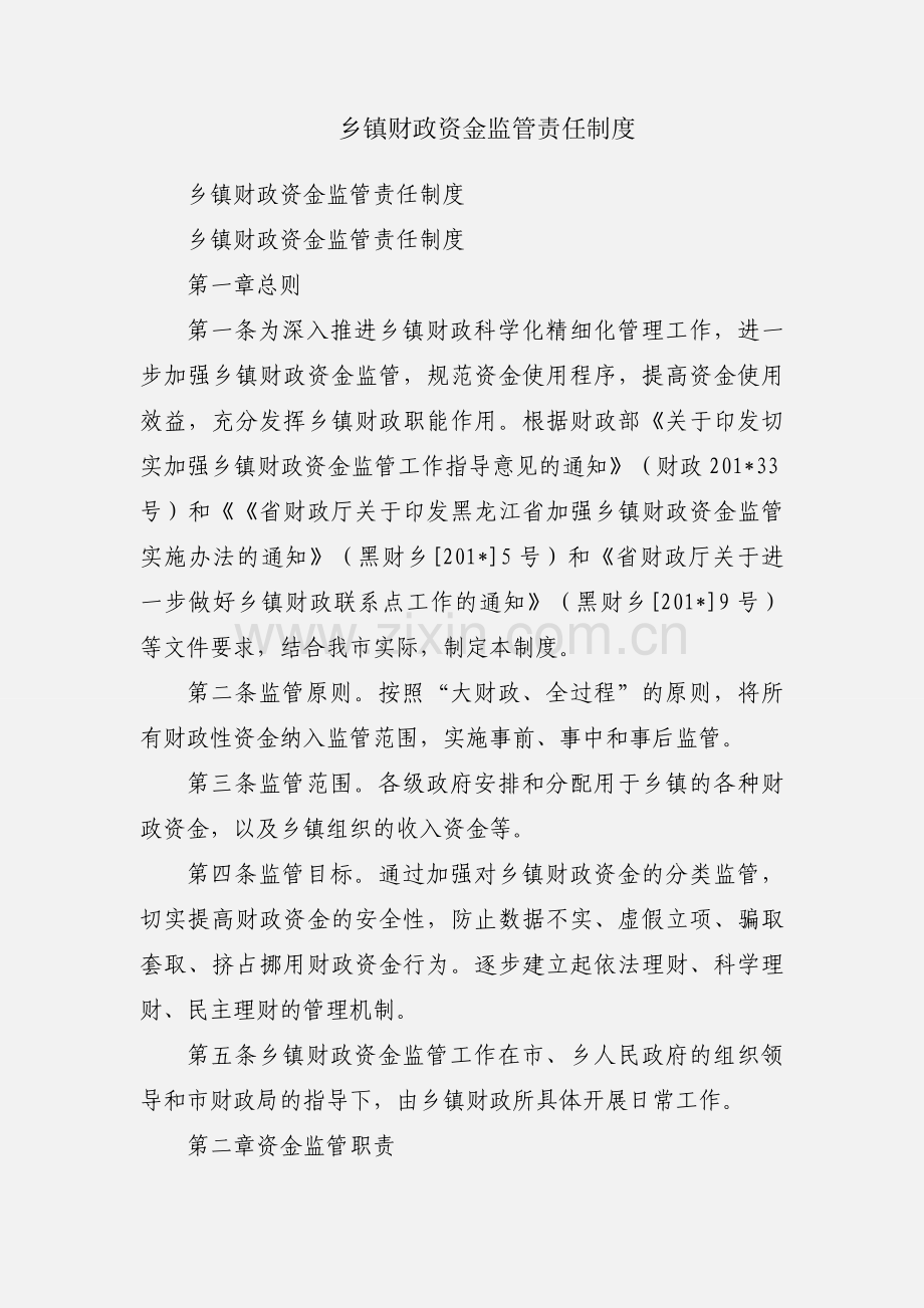 乡镇财政资金监管责任制度.docx_第1页