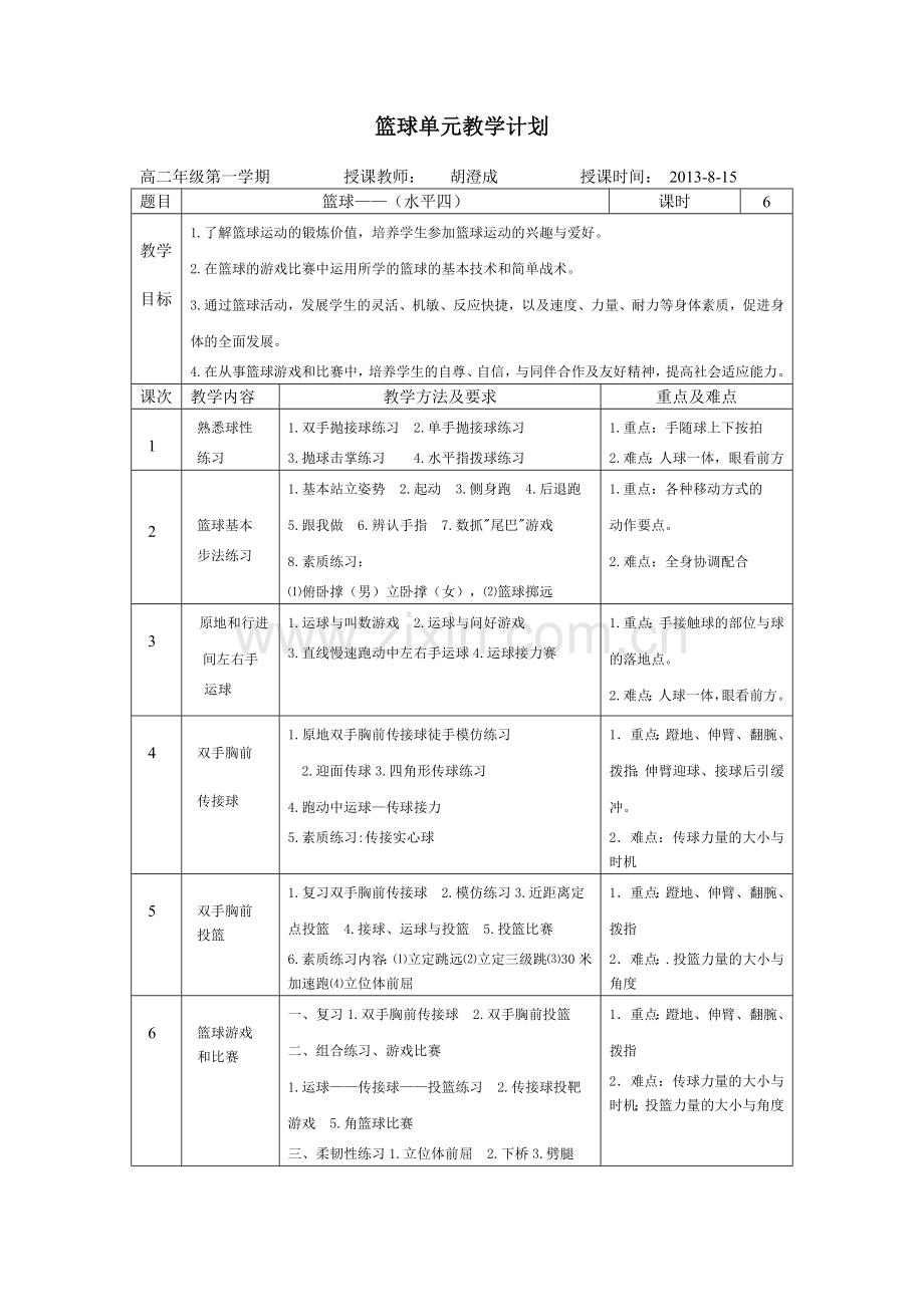 篮球单元教学计1.doc_第1页