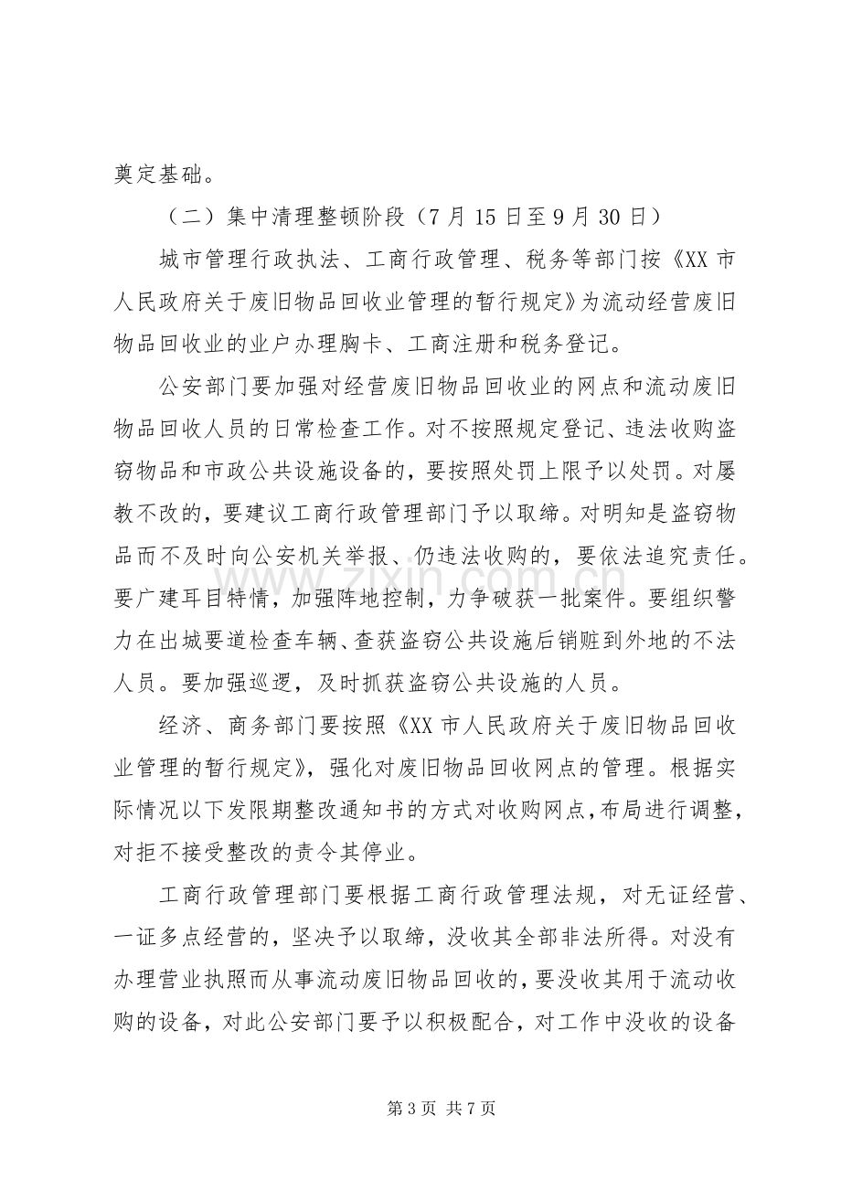 清理整顿废旧物品回收业专项行动的方案 .docx_第3页