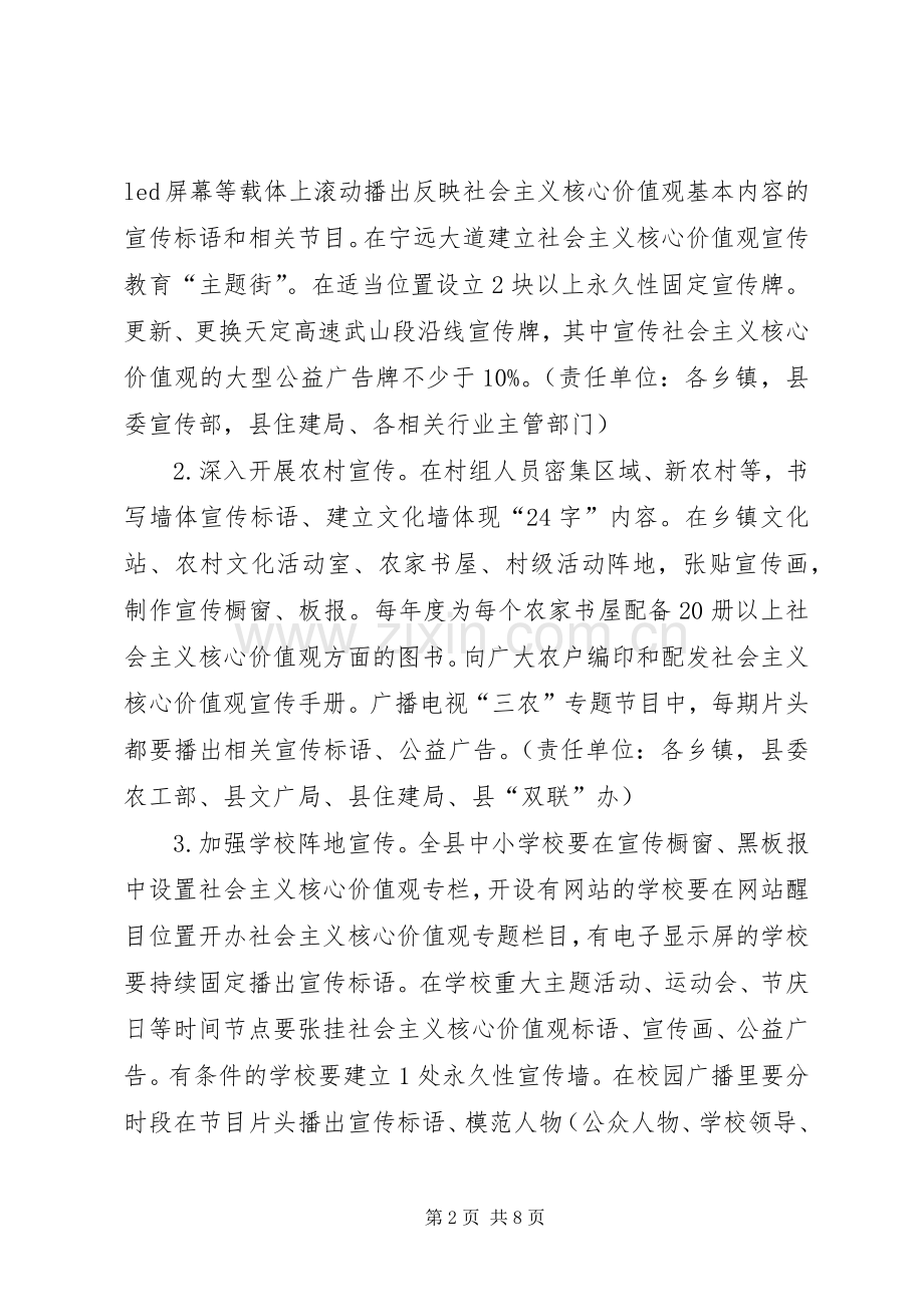 县XX年社会主义核心价值观宣传教育工作实施方案.docx_第2页