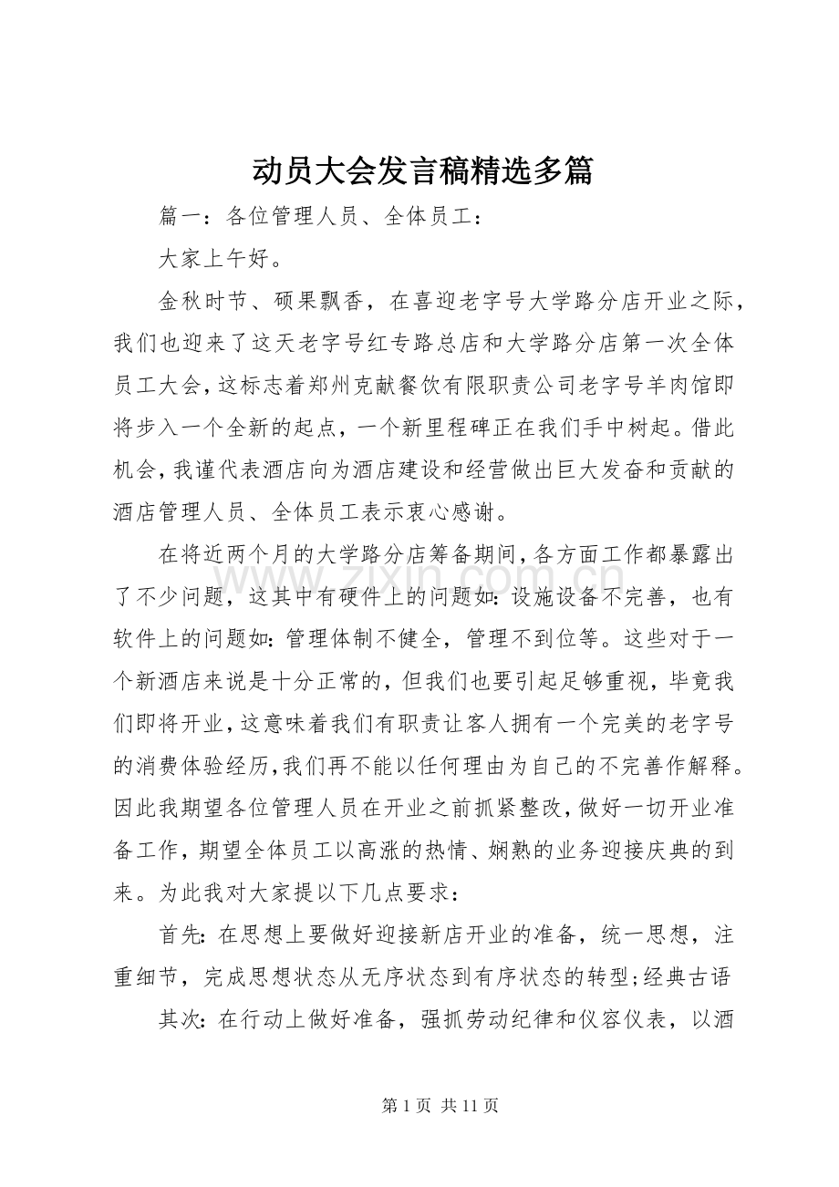 动员大会发言多篇.docx_第1页