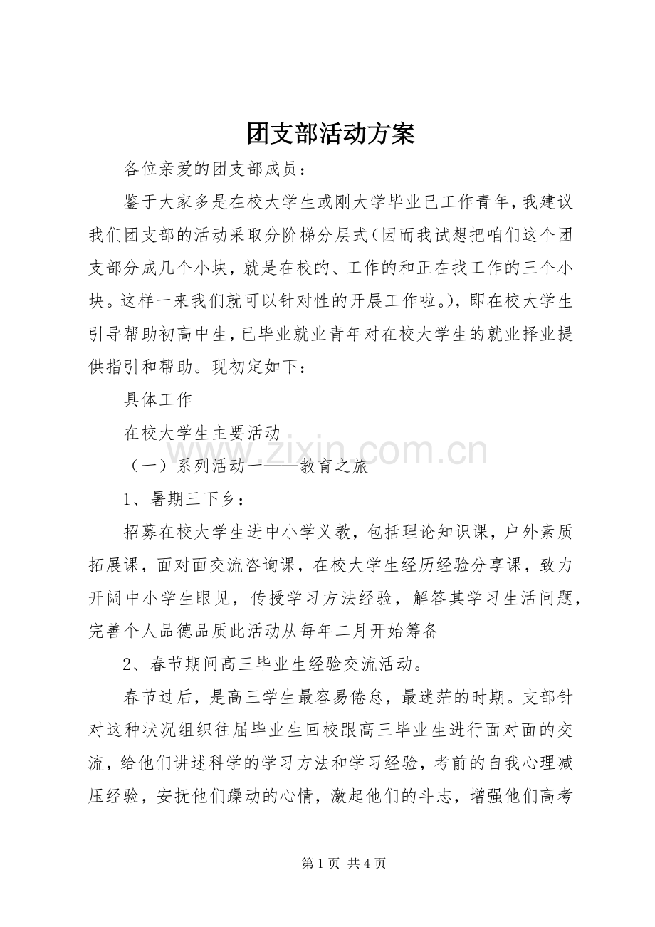 团支部活动实施方案.docx_第1页