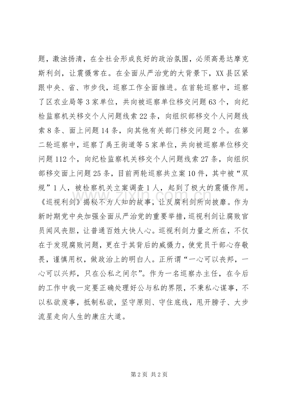 《巡视利剑》观后感讨论会发言：巡视利剑高悬在心从严治党永远在路上.docx_第2页