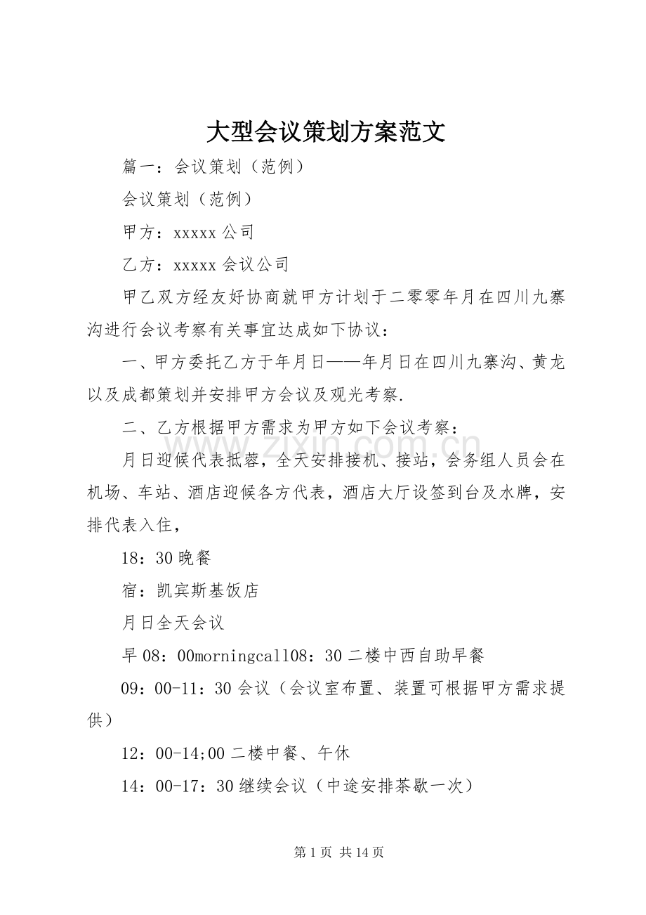 大型会议策划实施方案范文.docx_第1页