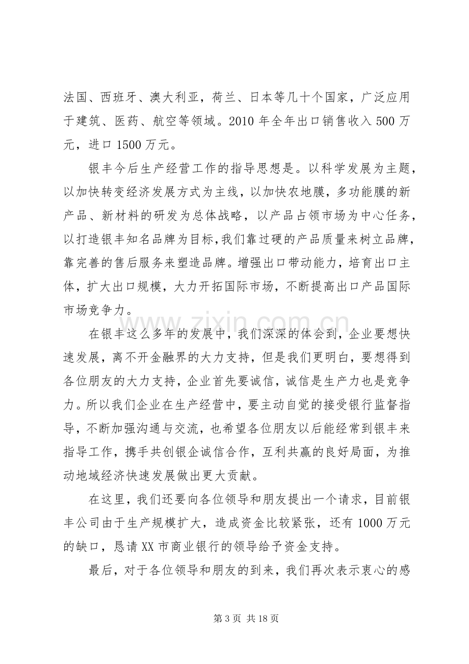 银丰公司在银企座谈会上的发言112225篇.docx_第3页