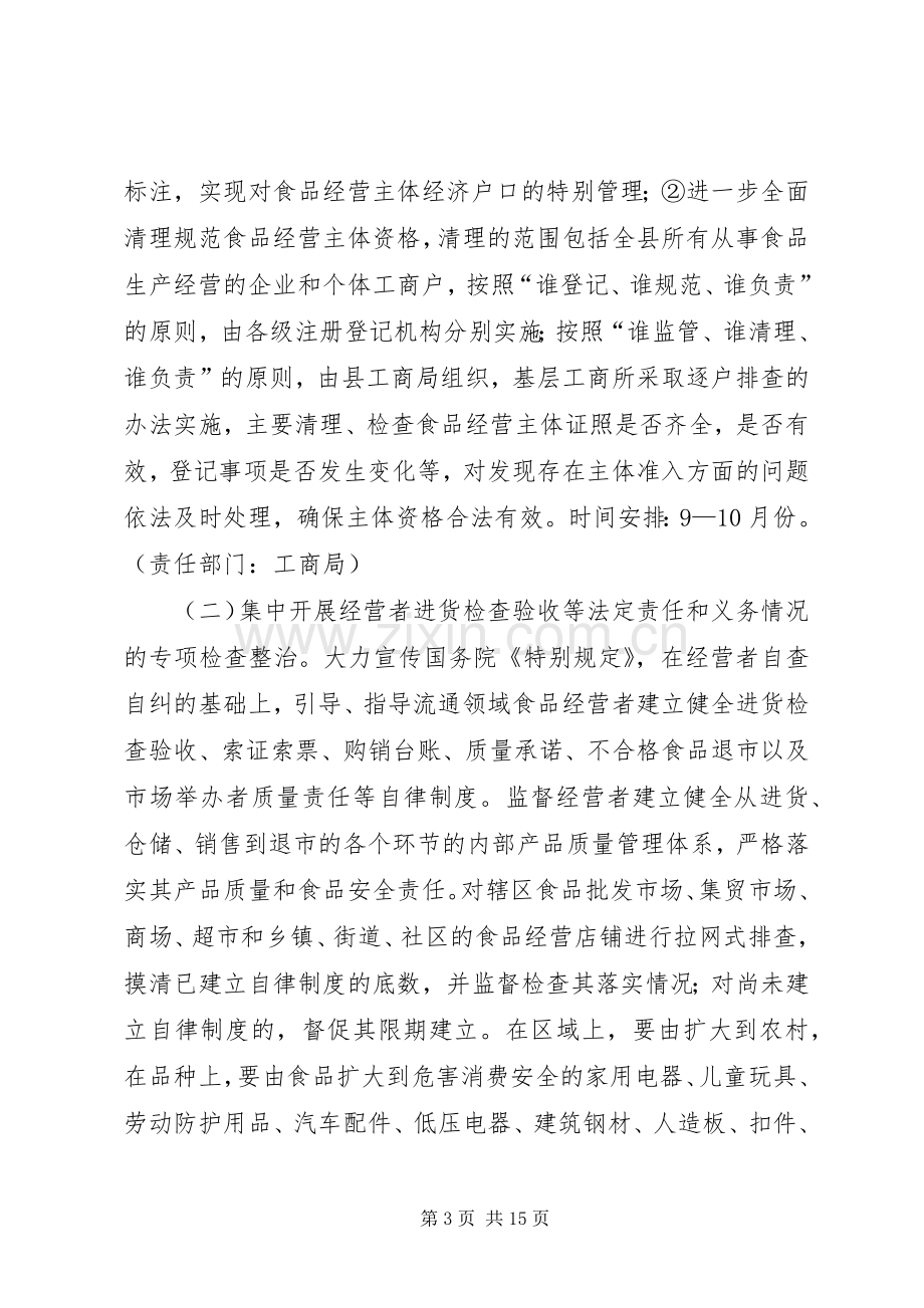 县流通领域食品质量安全专项整治行动实施方案.docx_第3页