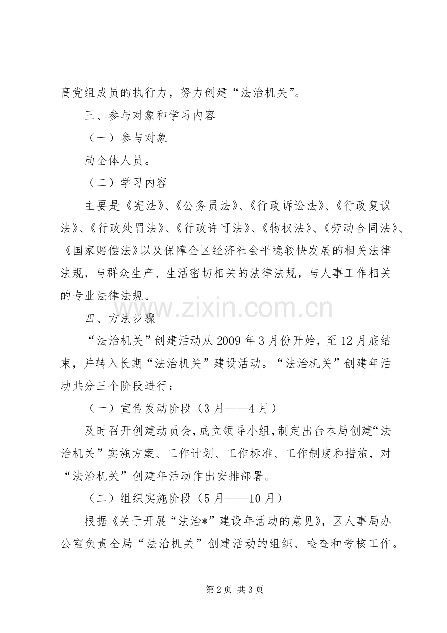 人事局法治机关创建活动实施方案.docx_第2页