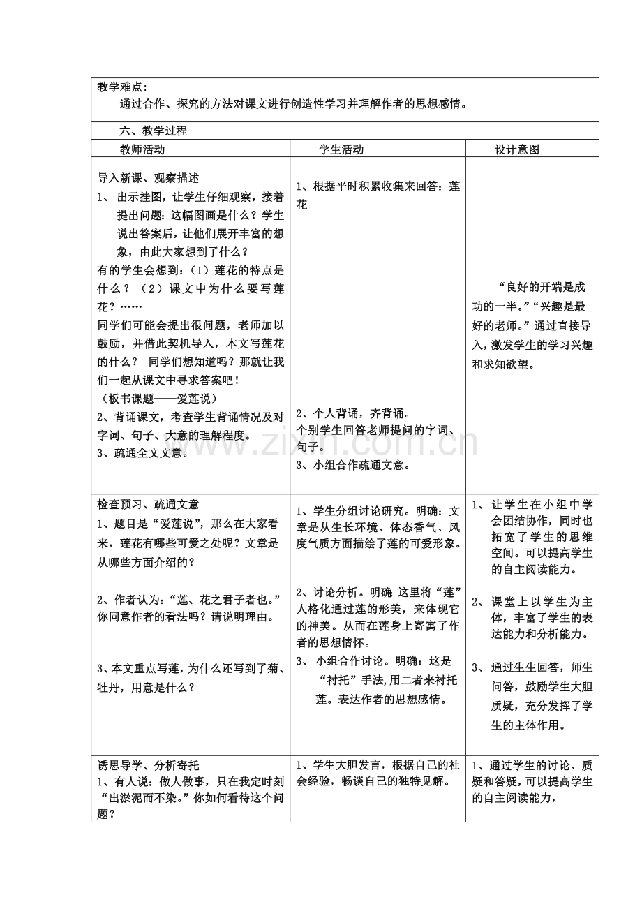 《爱莲说》教学设计模板.doc_第2页