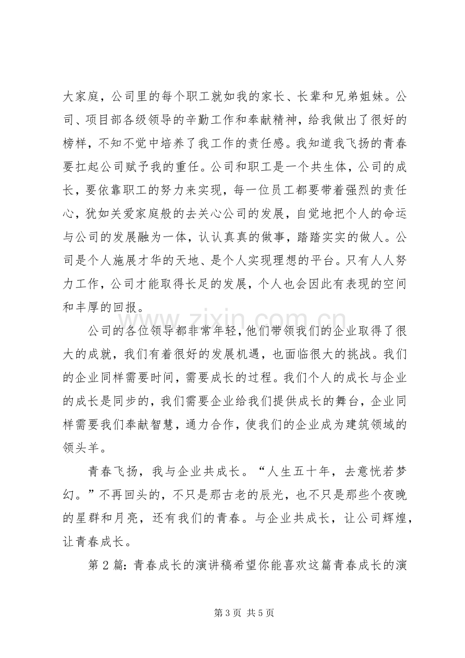 青春成长的演讲稿（共5篇）.docx_第3页