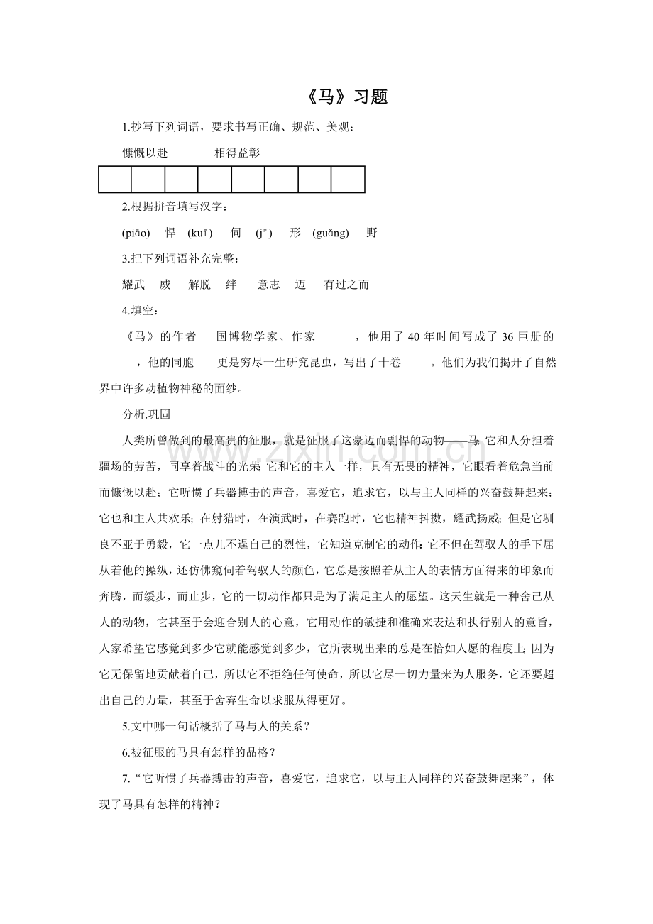 《马》同步练习2.doc_第1页