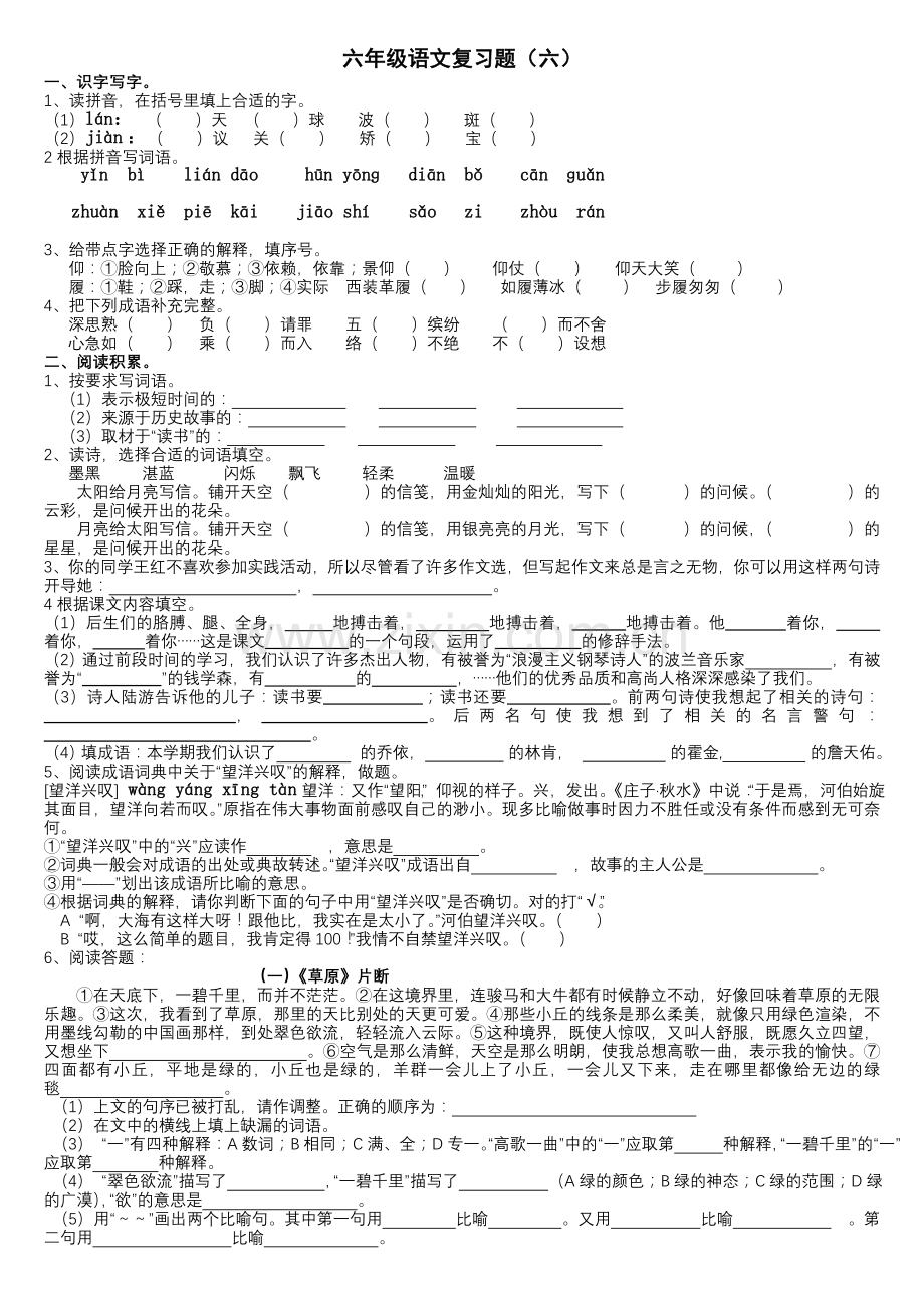 六上复习资料6.doc_第1页