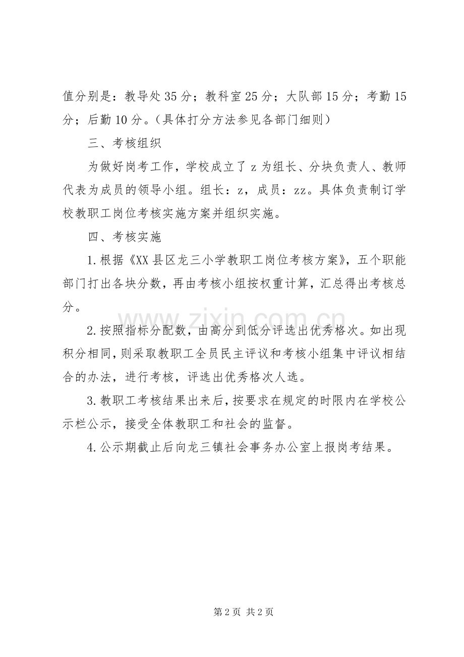 龙三小学教职工年度岗位考核实施方案.docx_第2页