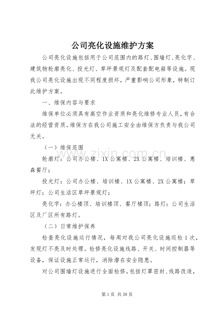 公司亮化设施维护实施方案.docx_第1页