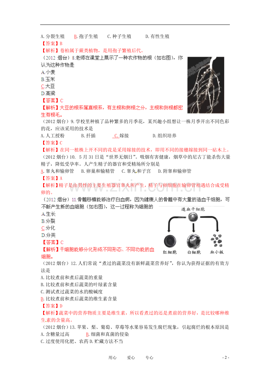 烟台市九年级生物初中毕业升学考试试题.doc_第2页