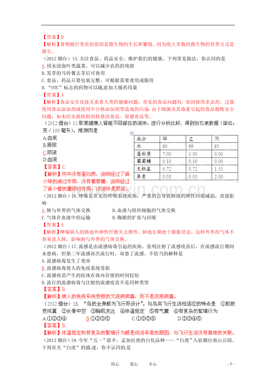 烟台市九年级生物初中毕业升学考试试题.doc_第3页