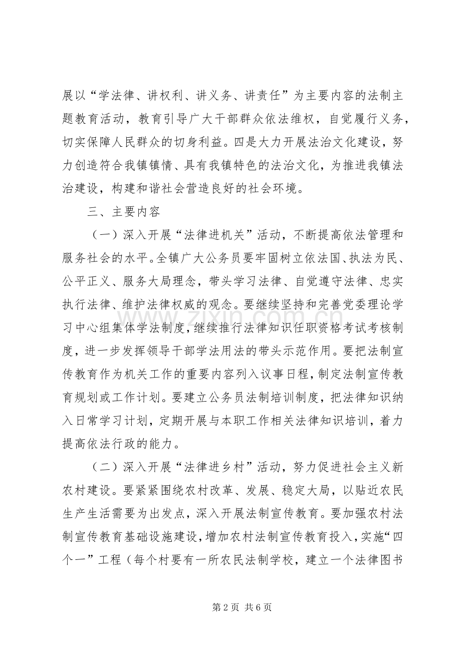 乡镇开展法律六进活动工作实施方案.docx_第2页