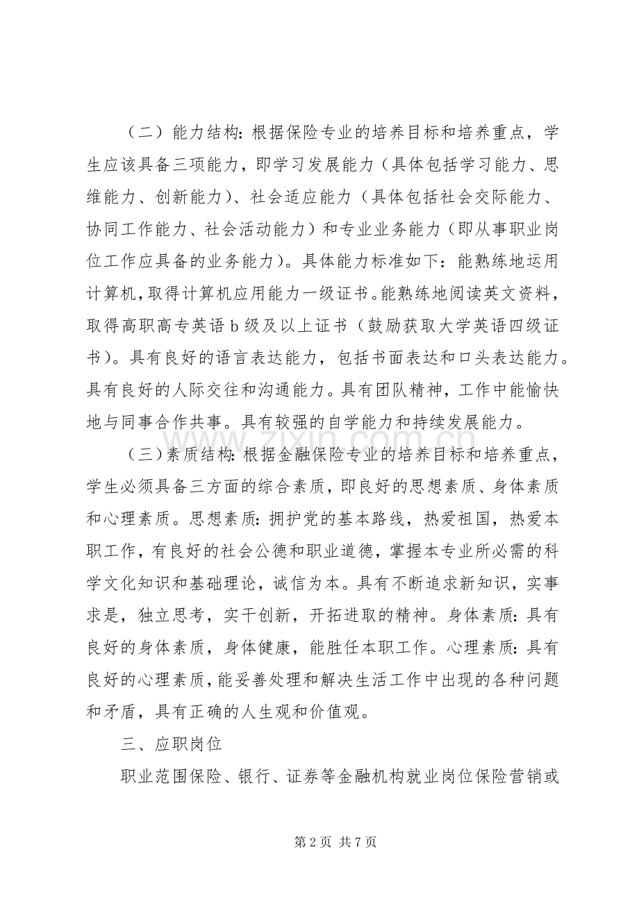 XX年级金融保险专业人才培养实施方案.docx_第2页