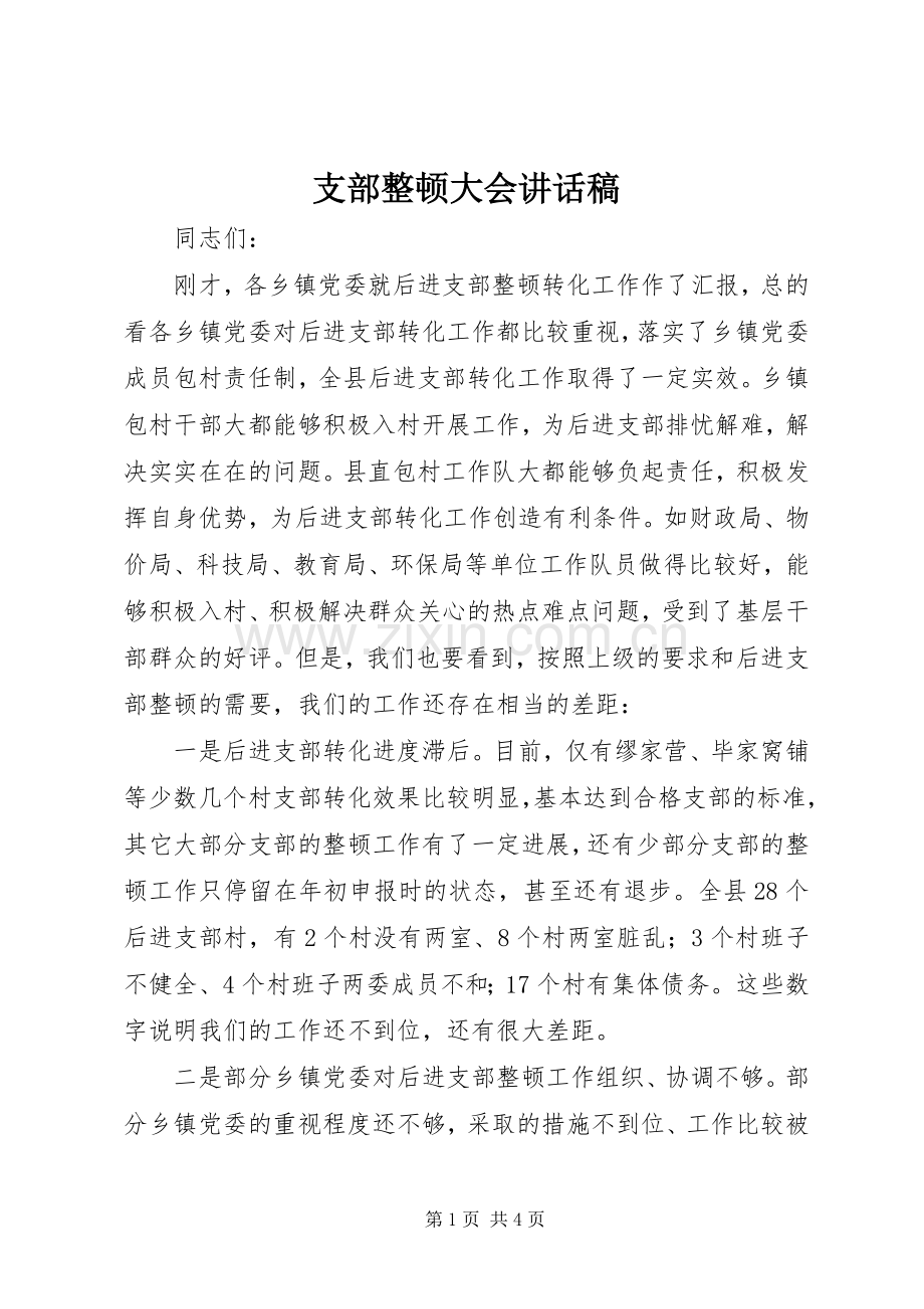 支部整顿大会讲话稿.docx_第1页