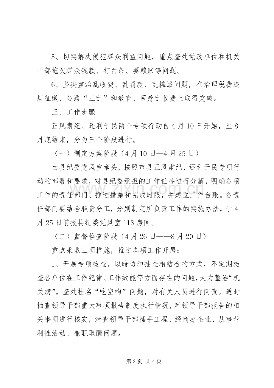 正风肃纪还利于民专项行动实施方案.docx_第2页