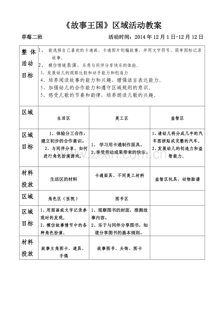 各种各样的车区域教案表.doc_第1页