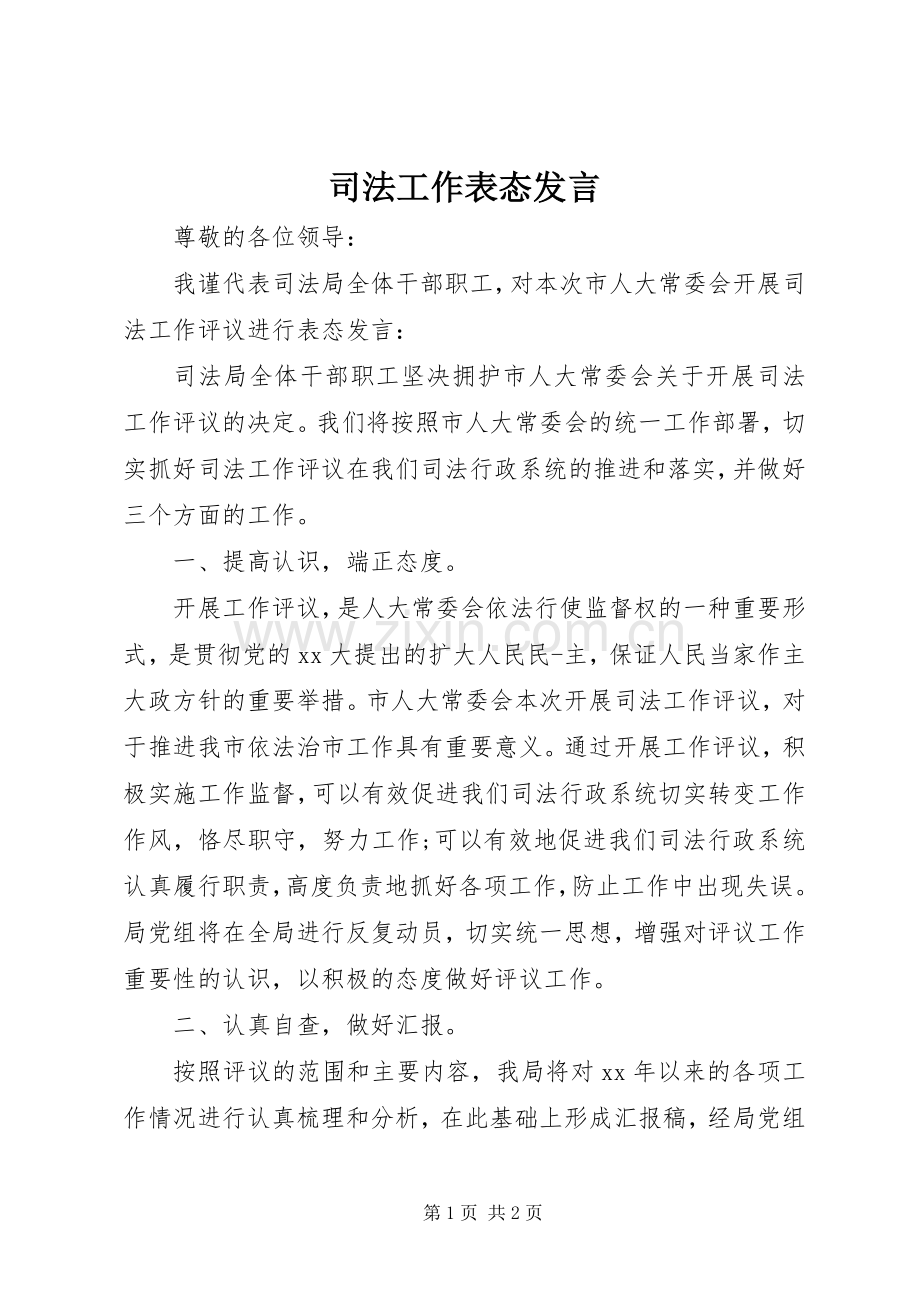 司法工作表态发言.docx_第1页