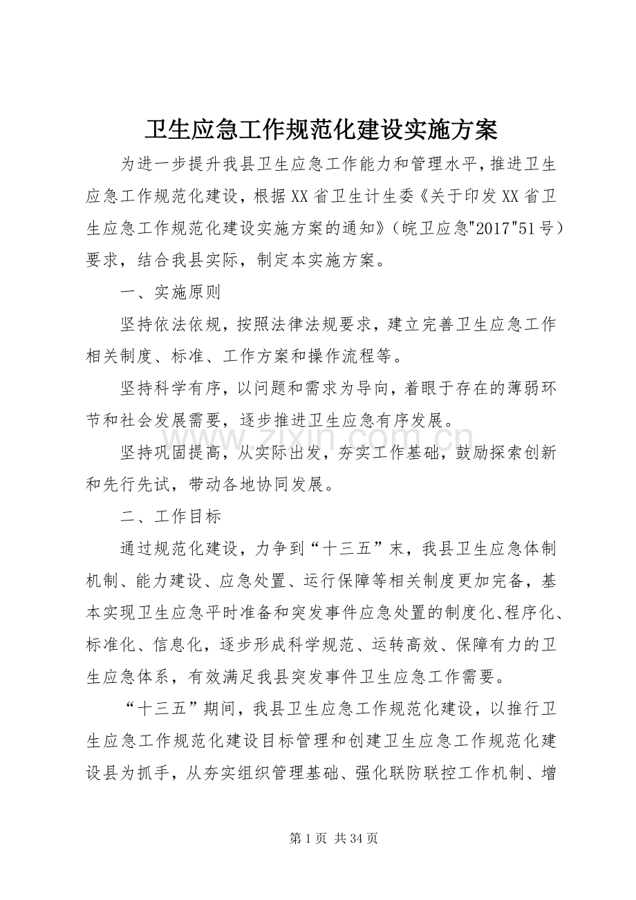 卫生应急工作规范化建设方案.docx_第1页