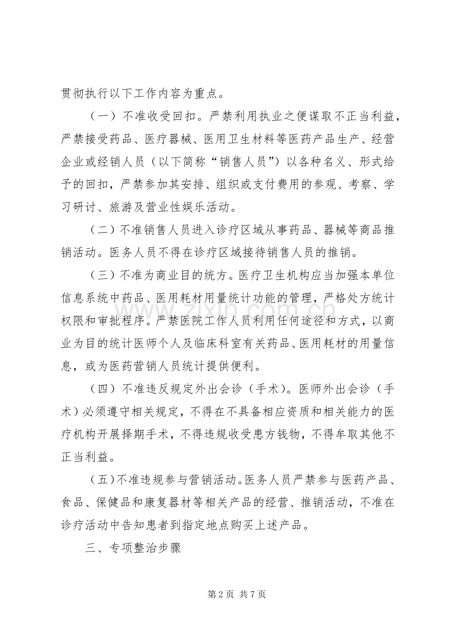 医药卫生领域商业贿赂专项整治工作实施方案.docx_第2页