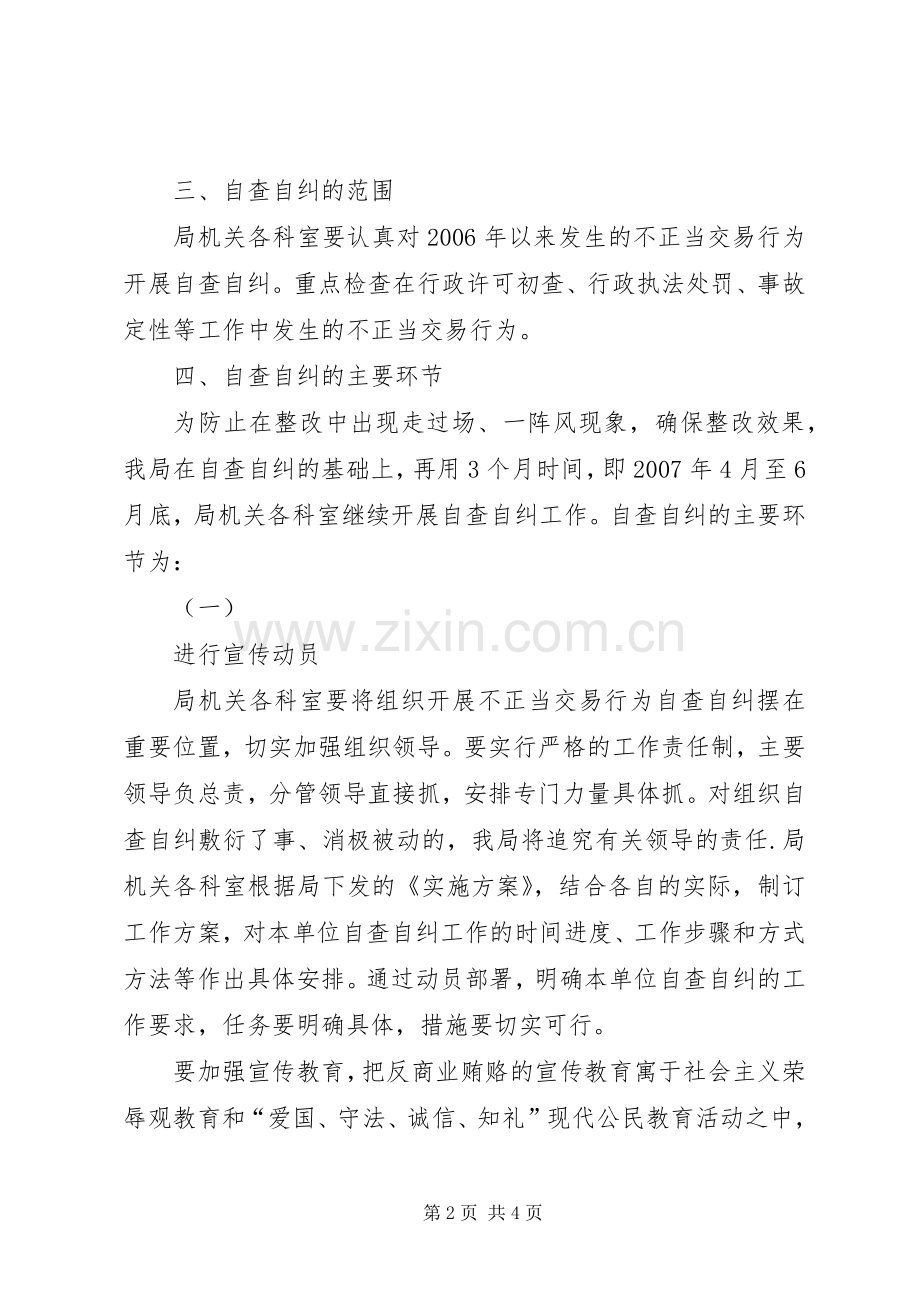 XX县区安监局组织开展不正当交易行为自查自纠方案.docx_第2页