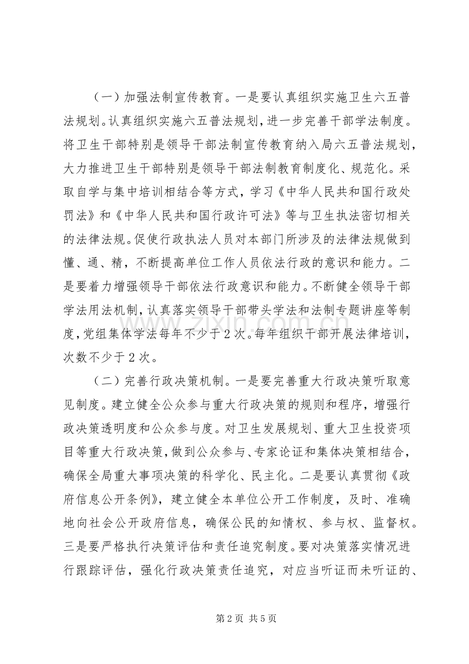 XX县区卫生局开展依法行政示范单位创建活动方案.docx_第2页