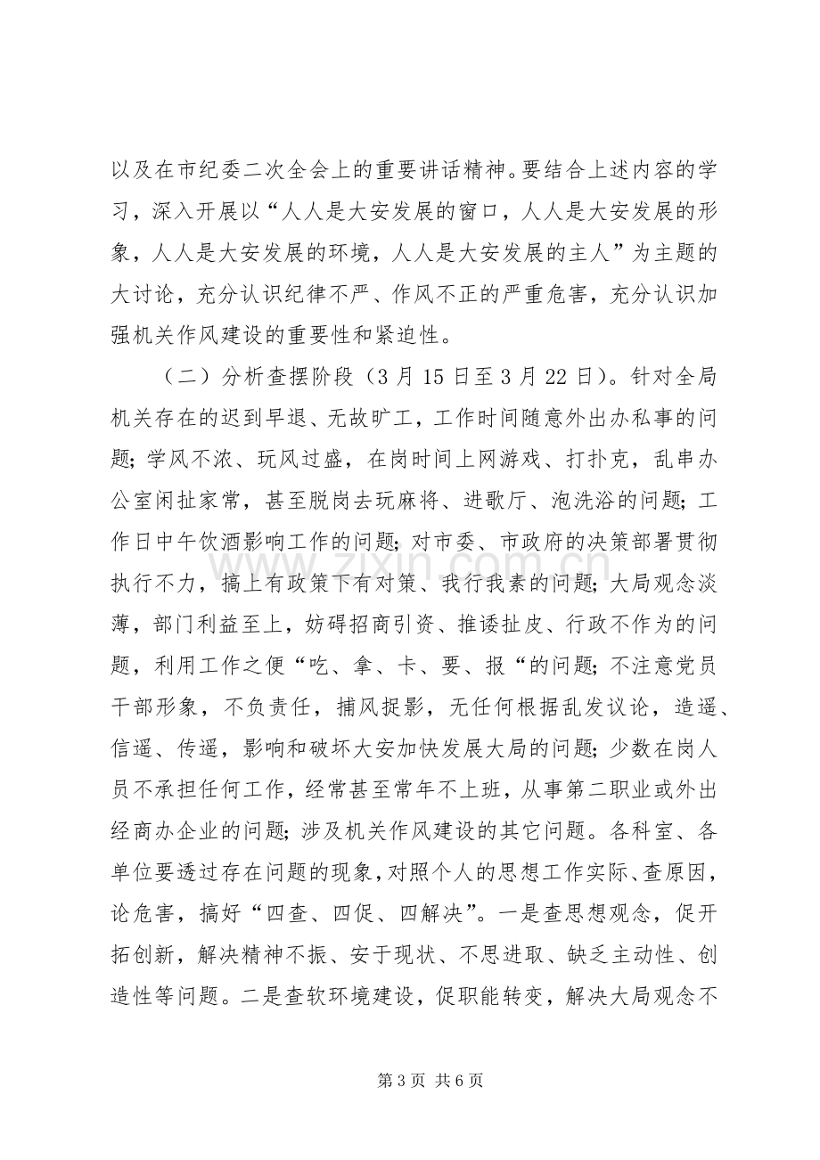 整顿纪律作风方案[局机关作风集中教育整顿方案].docx_第3页