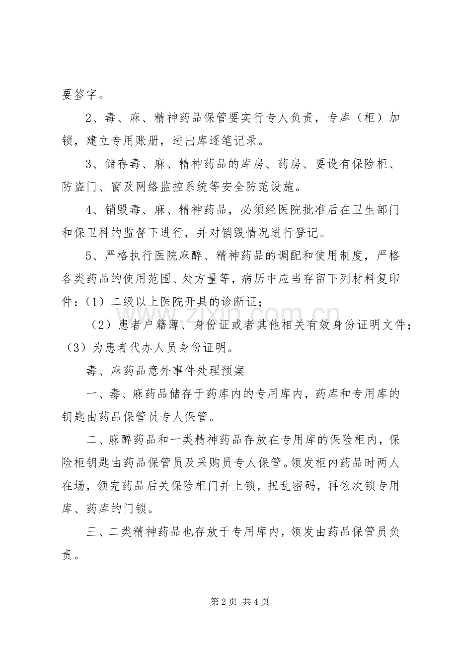 毒、麻药品应急预案 .docx_第2页