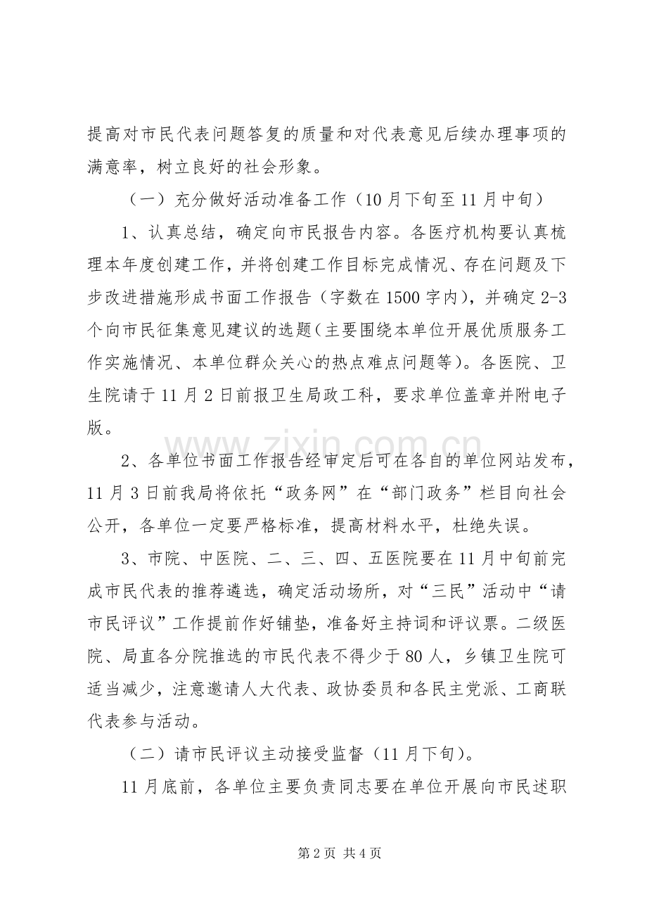 医疗机构市民评议工作实施方案.docx_第2页