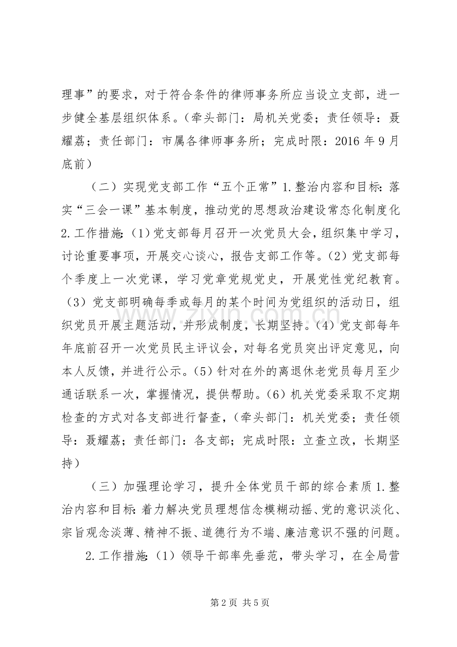 司法党组“两学一做”学习教育突出问题整改方案.docx_第2页