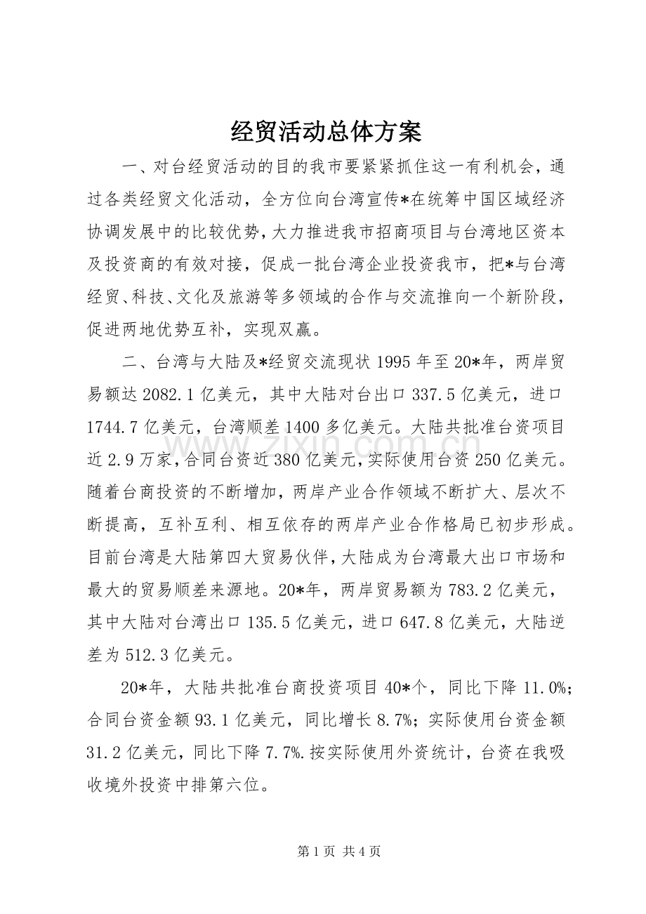 经贸活动总体实施方案.docx_第1页