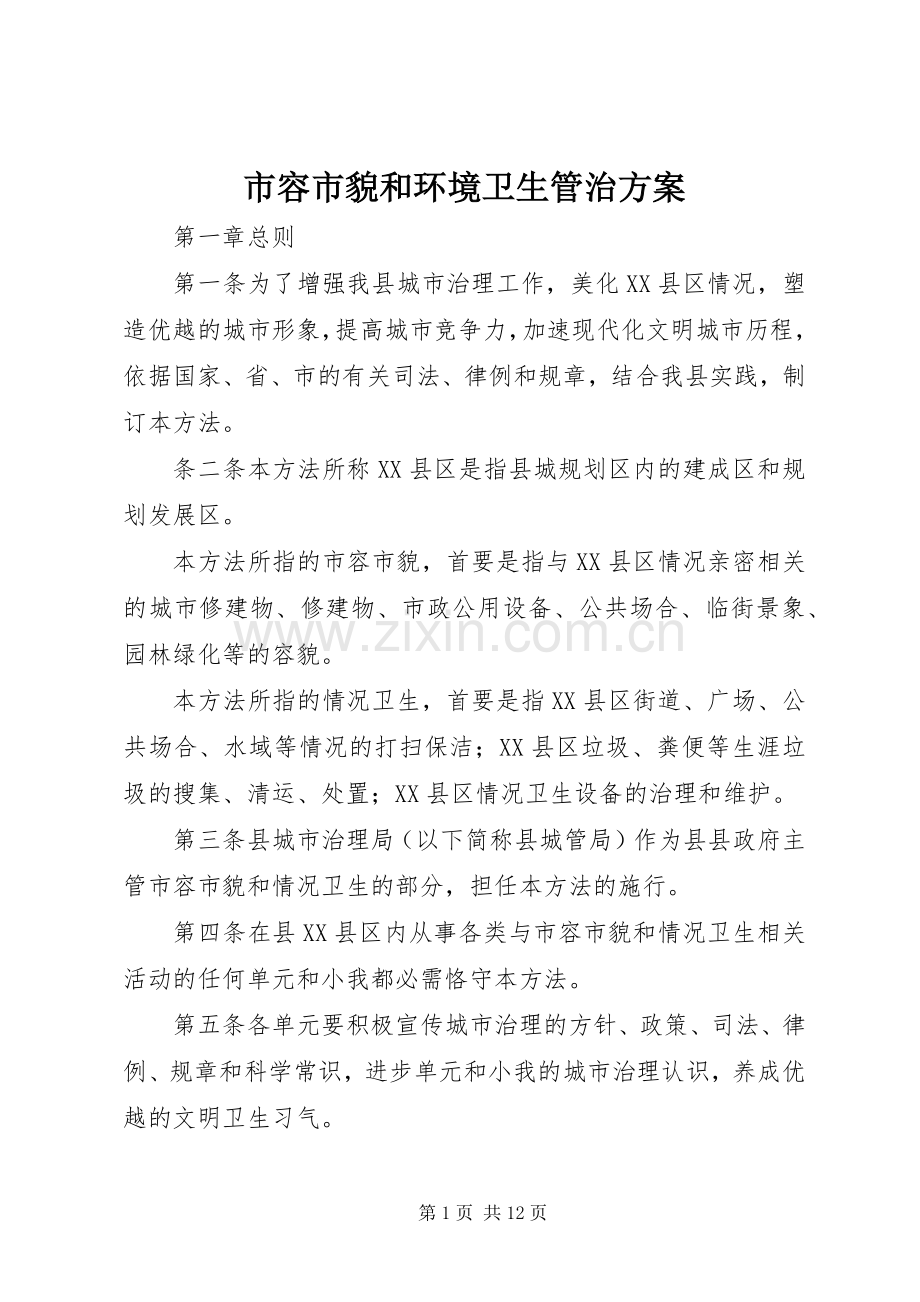 市容市貌和环境卫生管治实施方案.docx_第1页